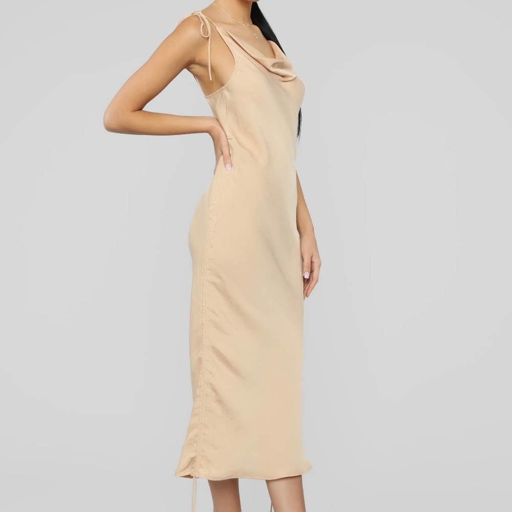 NWT Fashion Nova Come Pull My Strings Dress in Taupe